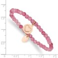 thumbnail image 2 of Primal Steel Stainless Steel Polished Rose IP-plated Heart Pink Jade Stretch Bracelet, 2 of 6