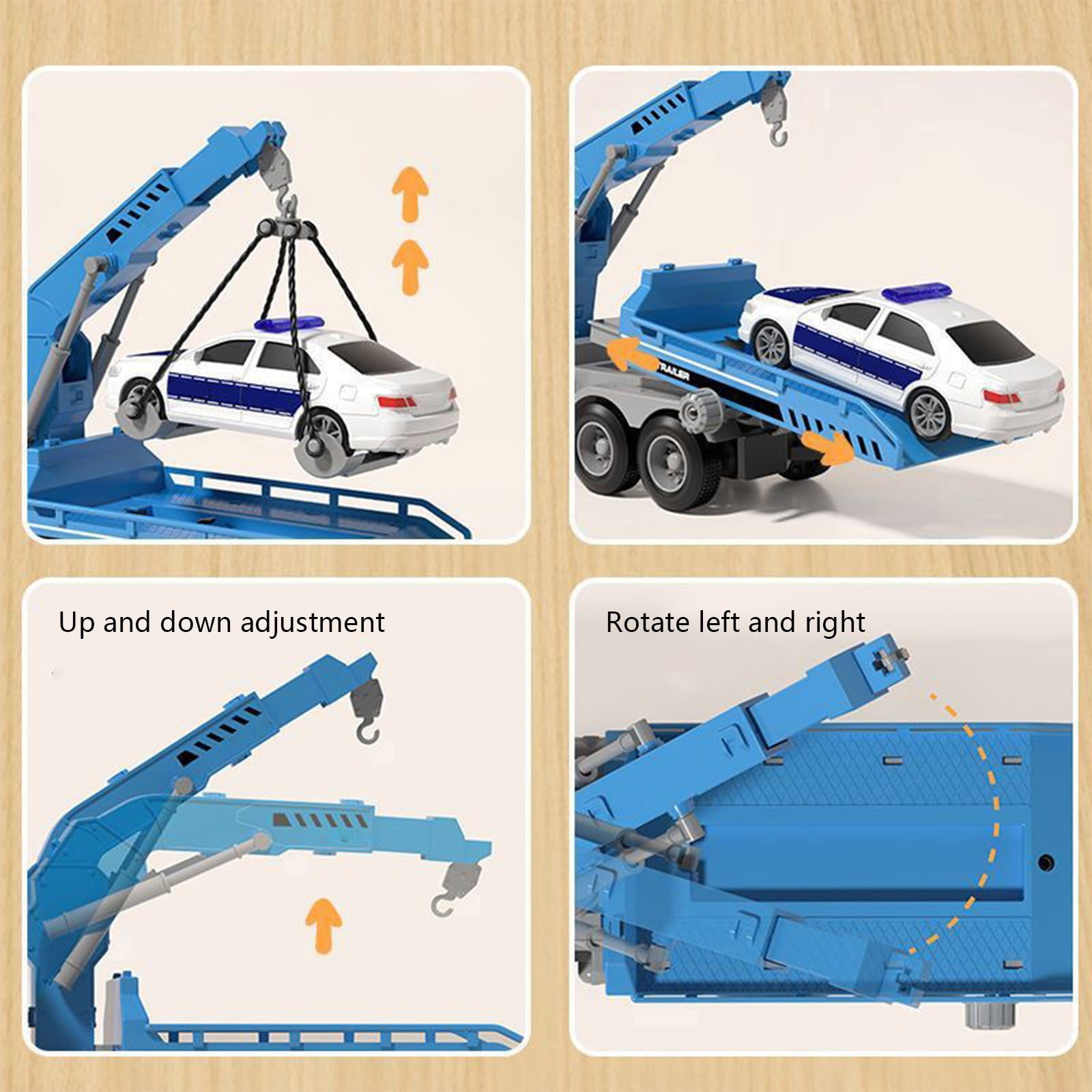 FEOLGEHLY Tow Truck Toy for 3 4 5 6 7 Years Old Boy, Tow Truck with Crane Toy Model, Truck Vehicle Toy with Inertial Function Racing Car, Construction Toy Birthday Gifts for Boys