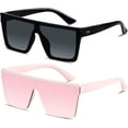 thumbnail image 1 of HAHDAXIA Square Oversized Sunglasses for Women Men Big Flat Top 2 pack Fashion Shield Large UV Protection Rimless Shades, 1 of 6