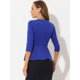 thumbnail image 3 of Top Peplum de trabajo elegante Allegra K con cinturón de manga 3/4 y cuello redondo Azul brillante S, 3 of 5
