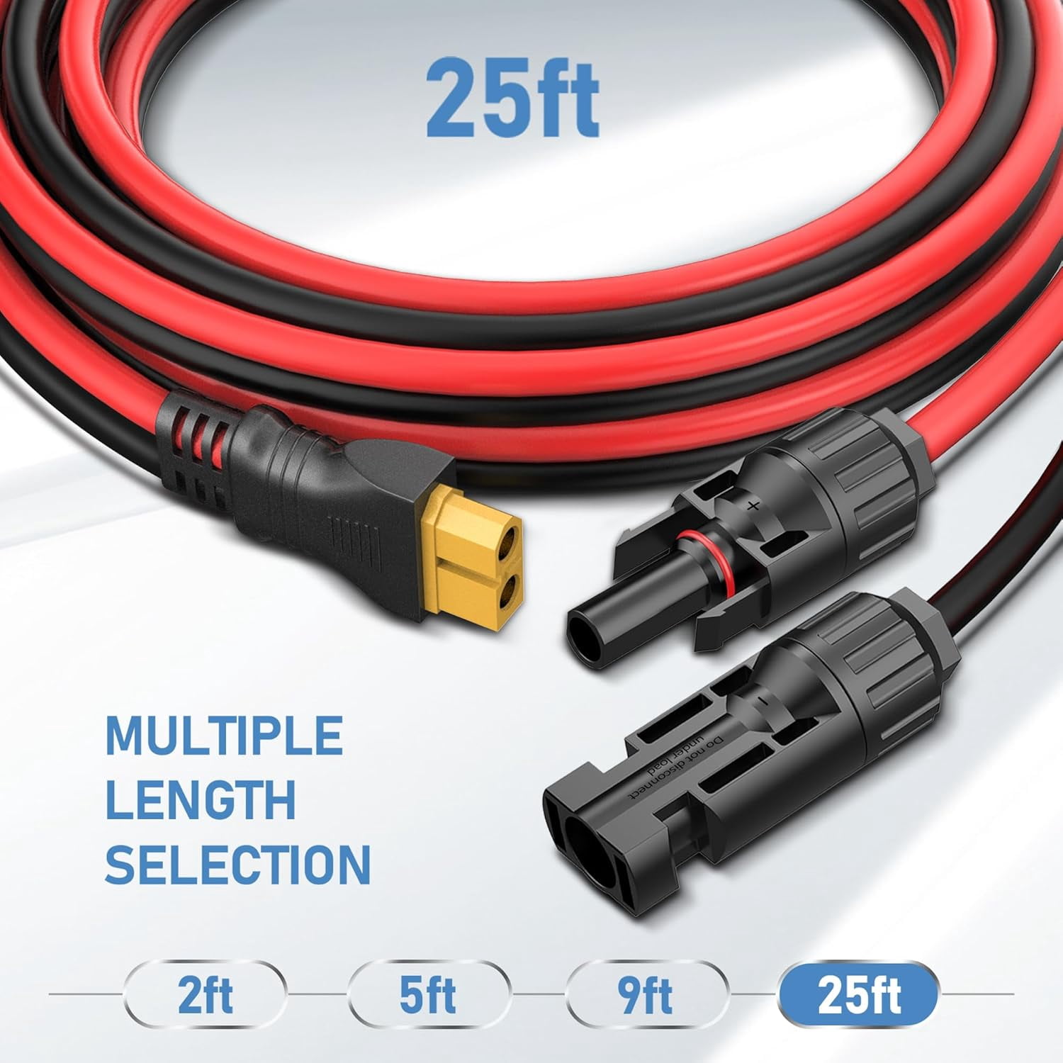 YQMAJIM 12AWG 25ft Solar Connector to XT60 Cable: High-Performance Wire for Solar Panel & Ecoflow Generator, Solar to Injection Molding XT60 Adapter Extension Cord for Portable Power Station