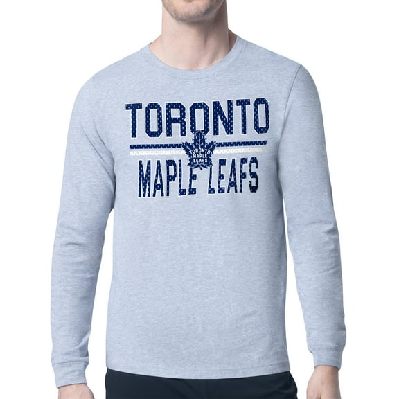 Men's Starter Heather Gray Toronto Maple Leafs Mesh Look Team Name Logo Long Sleeve T-Shirt