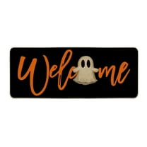 Sm:)e Ghost Welcome Halloween Doormat, Black, 17x47 Inch