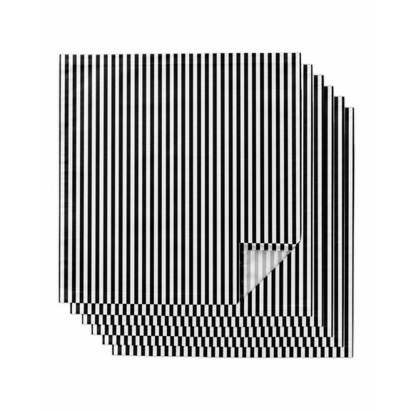 Black White Stripe Cloth Napkins Set of 6 Reusable Dinner Napkins, Modern Minimalist Geometric Striped Cocktail Napkin Washable Table Napkins for Wedding/Holiday Party/Baby Shower 20"x20"