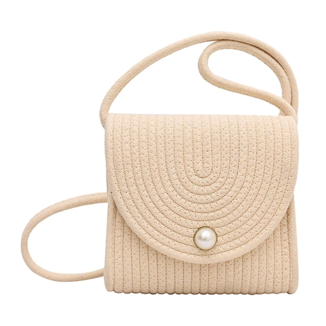 Bolso cruzado para mujer, bolso de hombro, bolso de compras elegante y moderno, bolso tejido portátil, bolso de playa para ta, primavera, trabajo Beige