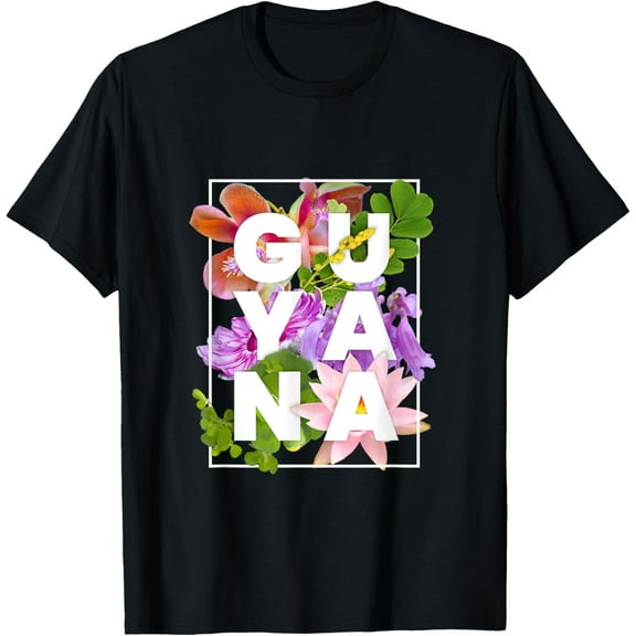 Flowers of Guyana Word Art - Guyanese Pride T-Shirt men and women can wear, black, white, gifts