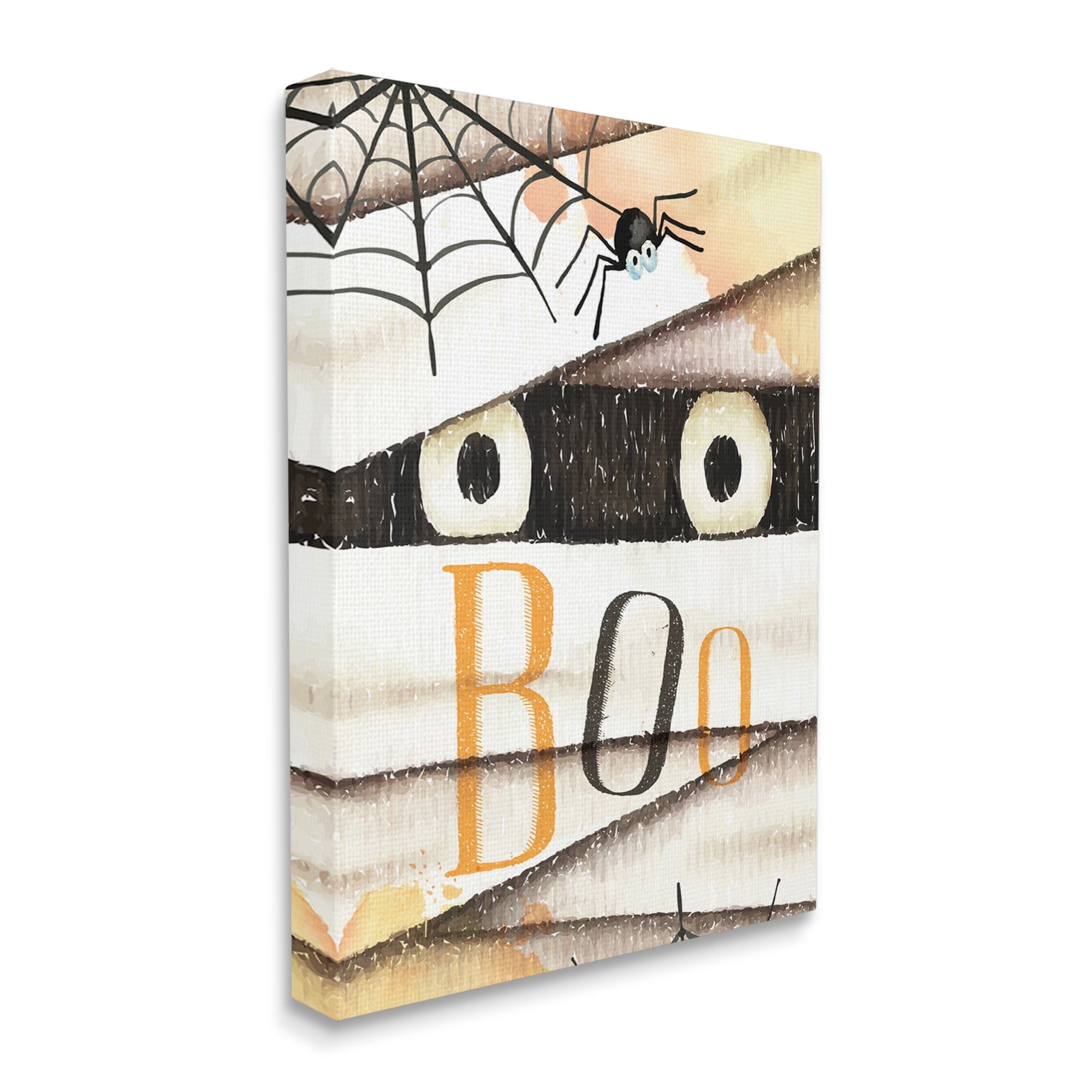 Stupell Industries Boo Creepy Eyes Peeking Holiday Painting Gallery Wrapped Canvas Print Wall Art
