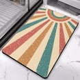 thumbnail image 3 of Colorful Boho Rug with Retro Sun Design for a Refreshing Bathroom Look - Non-Slip Half Circle Mat, Soft Water Absorbent Fiber, Semi Round Rainbow Shower Mat, Safe and Stylish, 20x32 inch, 3 of 5