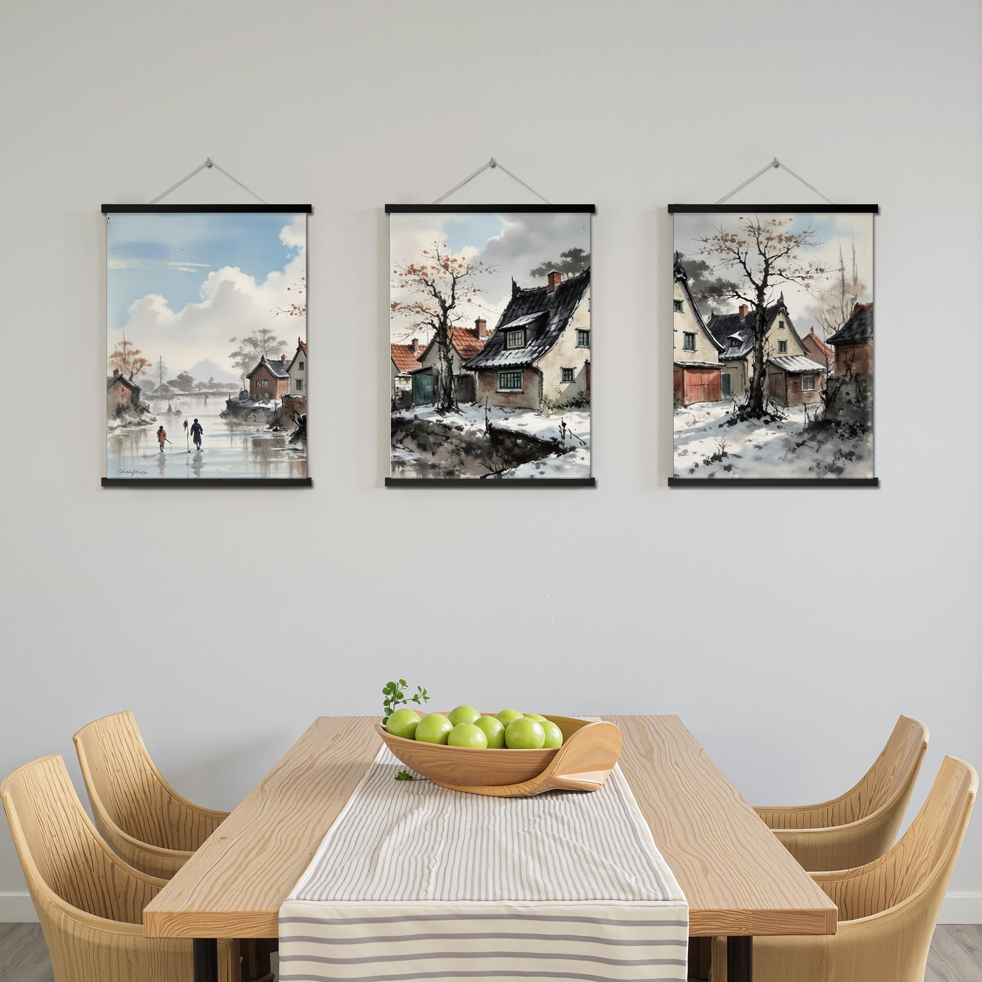 MAYEERTY Modern Abstract Wall Art Painting, Living Room Decor, Black Hanging Rod Frame, 23.6"x15.8"