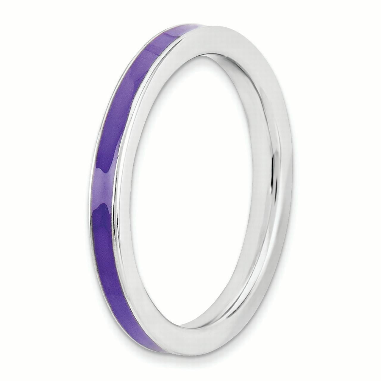 Sterling Silver Purple-Enameled 2.25mm Ring