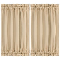Unique Bargains 2-Pack French Door Curtains Panels Khaki 25" x 40"