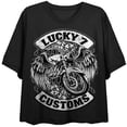 thumbnail image 5 of Lucky 7 Customs Motorcycle Women's Black Cropped Tee-XL, 5 of 7