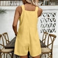 thumbnail image 6 of cfhntfmh Summer Rompers for Women Casual Loose Fit Shorts Square Neck Sleeveless Button Jumpsuits Summer Vacation Clothes, 6 of 6