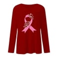thumbnail image 3 of MKLEKYY Hauts Peplum pour Femmes T-Shirt Décontracté Col Rond Mois de Prévention du Cancer Mois de Sensibilisation Internationale Imprimé Manches Longues, 3 of 3