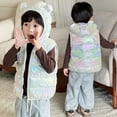 thumbnail image 2 of Toddler Girls Puffer Vest Hooded White Vest Kids Full-Zip Sleeveless Bear Ears Lightweight Kids Puffer Jacket Girls Vests3-4 Years, 2 of 9