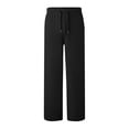 thumbnail image 5 of DHFJKG Women's Casual Wide Leg Sweatpants Low Rise Solid Color With Elastic Waistband Loose Fit Pants For Autumn Winter Versatile Trousers, 5 of 6