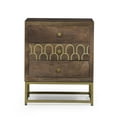 thumbnail image 2 of Stylish Mid-century Modern Night Stand With Mango Wood Top Contemporary A Gold Accent Frame, 2 of 6
