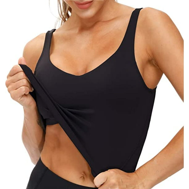 Women’s Longline Sports Bra Wirefree Padded Medium Support Yoga Bras Gym Running Workout Tank