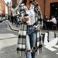 thumbnail image 2 of Sevevn Women Oversized Long Plaid Woolen Shacket Lapel Collar Zip Button Up Long Sleeve Coat Hand Pockets Streetwear Outerwear, 2 of 8
