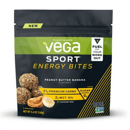 Vega Sport Energy Bites, Peanut Butter Banana, 4 Servings (5.6oz)