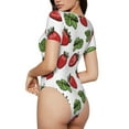 thumbnail image 3 of Fotbe Hand Drawn Strawberry Women's Crew Neck Short Sleeves Bodysuit Tops Round Neck Slim Sleeveless Soft Comfortable Basic-X-Large, 3 of 9