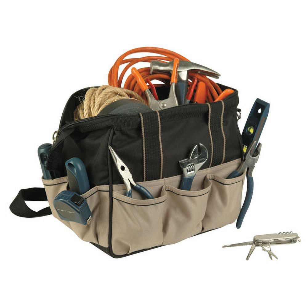 Dark Grey/Khaki Deluxe Tool Bag W Padding & Vinyl Backing For Construction Home
