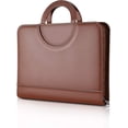 thumbnail image 3 of A4 Portfolio With Handle, Multifunctional Organizer Zipped Folder A4 Document Holder Business Diary For Office Pu Leather - Brown, 3 of 5