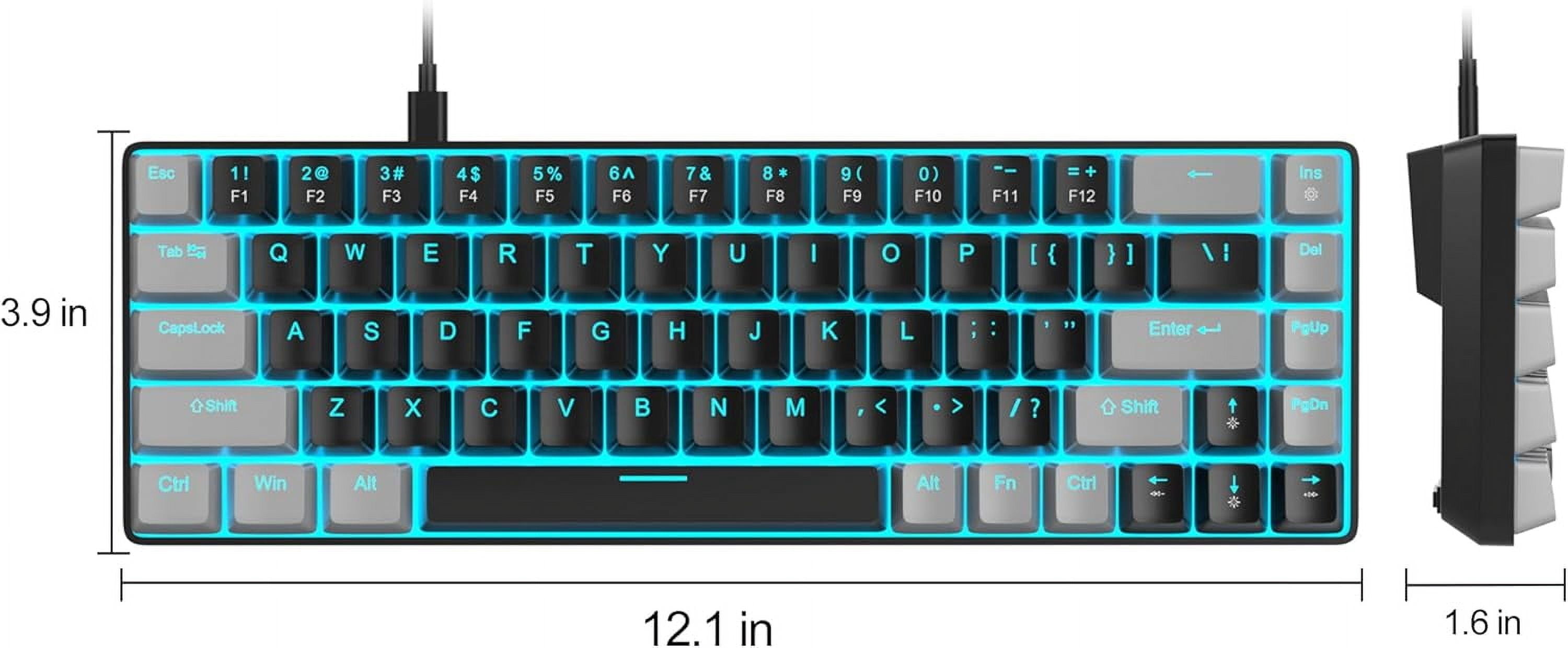 Portable 60% Mechanical Gaming Keyboard, MageGee MK-Box LED Backlit Compact 68 Keys TKL Wired Office Keyboard with Red Switch for Windows Laptop PC Mac - Black/Grey