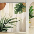 thumbnail image 5 of Waffle Boho Green Shower Curtain Thick Weighted Heavy Duty Abstract Mid Century Tropical Palm Leaf Modern Bathroom 72Wx72L Inches Bath Accessories Art Home Decor Fabric 12 Pack Hooks, 5 of 6