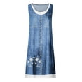thumbnail image 4 of Sakmal White Summer Dresses for Women Midi Sundress Denim Dress Scoop Neck Sleeveless Floral Dresses, 4 of 5