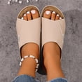 thumbnail image 2 of Rokment Womens Orthopedic High Heels Dressy Sandals Comfortable Arch Support Wedge Heeled Slip on Fashion Casual Leather Open Toe Platform Wedge Walking Dress Slides Summer Shoes Beige Size 6, 2 of 6