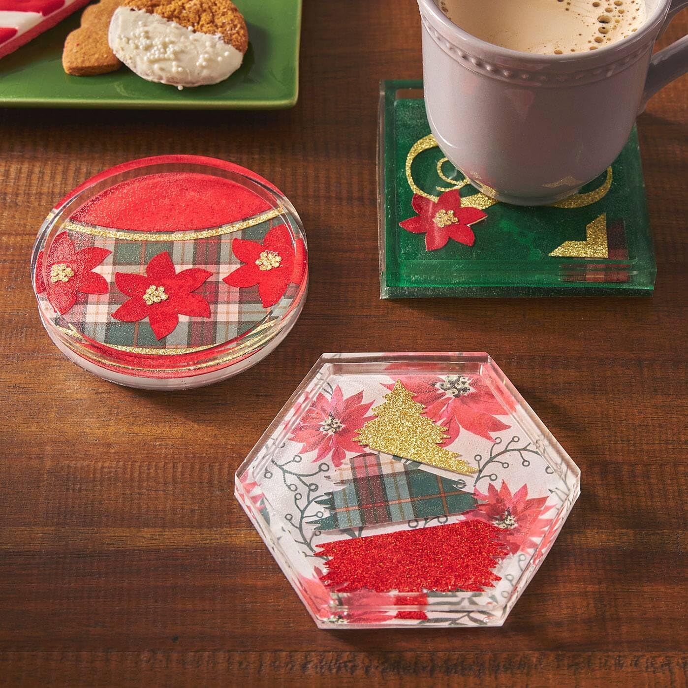 ABCISI 8 Pcs Coaster Resin Molds - Durable Silicone Coaster Molds for Epoxy Resin, Round & Hexagon Resin Tray Mold for DIY Trinket Tray, Casting Crafts, Home Decoration, Ornaments, Gifts