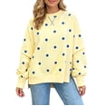 thumbnail image 2 of Trikvn Women's Polka Dot Sweatshirts Crewneck Long Sleeve Oversized Pullover Tops with Side Slits Casual V-Stitch Loose Fall Winter Loungewear Cute Streetwear, 2 of 8