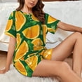 thumbnail image 4 of Fotbe Orange Conjunto de Pijama Estampado para Mujer, 2 Piezas, Ropa de Dormir con Camiseta de Manga Corta y Shorts Suaves-Small, 4 of 6