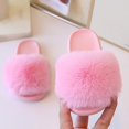 thumbnail image 2 of XIYON Girls Slippers Kids Fuzzy Open Toe House Shoes Warm Winter Slip On Cozy Bedroom Slippers, 2 of 5
