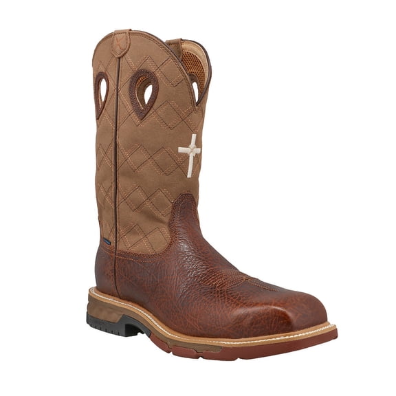 Men's Twisted X 12" WP Brown Nano Square Toe Work Boot
