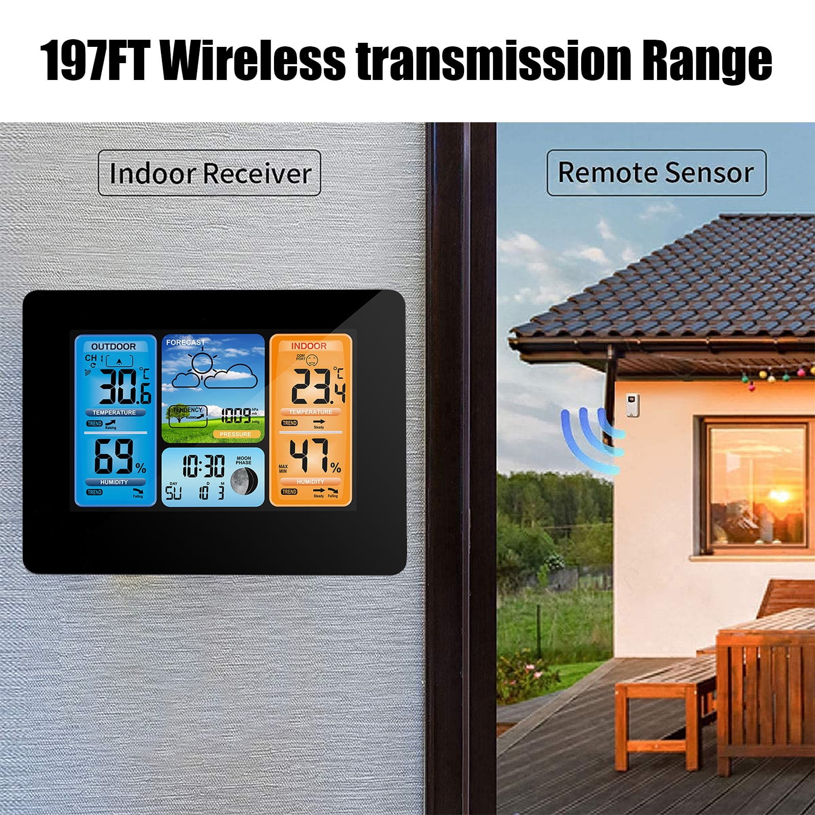Wireless Digital Color Display Weather Forecast Station Multi-Zones Indoor  Outdoor Thermometer Hygrometer 3 Sensors - China Weather Station, Outside  Wall Clocks Thermometers