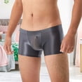 thumbnail image 4 of zeranth Men Boxer Underwear Low-rise U Convex Bag Briefs Glossy Silky Transparent Solid Color Boxer Briefs Smooth Thin Sports Panties, 4 of 7