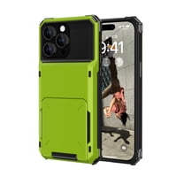 Dteck for iPhone 15 Pro Max Wallet Cover 4-Card Credit Card Holder ID Slot Scratch Resistant Dual Layer Hybrid Protective Hard Shell Rugged TPU Bumper Armor Case,Green