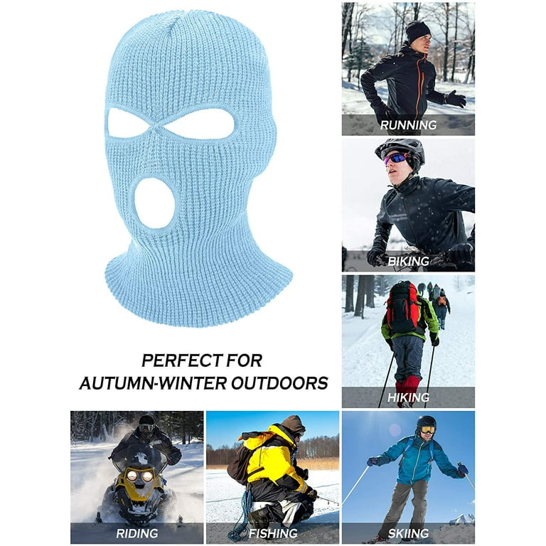 2 Pieces 2-Hole Ski Mask Knitted Full Face Cover Winter Balaclava