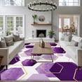 thumbnail image 4 of Rectangle Area Rug 6x9ft,Modern Abstract Purple Color Block Washable Carpet Non-Slip Runner Accent Rugs Indoor Floor Mat for Bedroom Living Room Decor,Retro Gold Line, 4 of 9