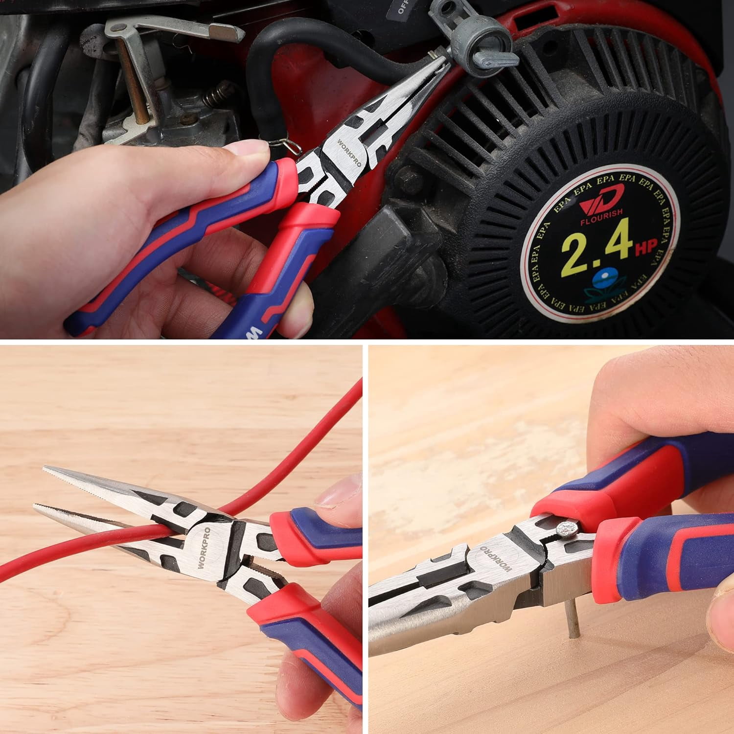 Premium 6” Needle Nose Pliers, Paper Clamp Precision, Heavy-Duty CRV Steel, Soft Grip with Wire Cutter, Long Nose Cutting Pliers