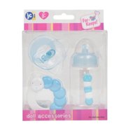 Blue Baby Doll Bottle, Rattle & Pacifier Set , JC Toys - for Keeps Playtime! , Fits Many Dolls up to 15" , Play Accessories , Ages 2+ Blue Bottle Set