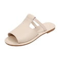 thumbnail image 3 of Women's Casual Flat Slippers, Summer Comfortable Slip on Sandals for Women Casual Hollow Out Non Slip Sandals for Weddings, Beach, 42, 3 of 4