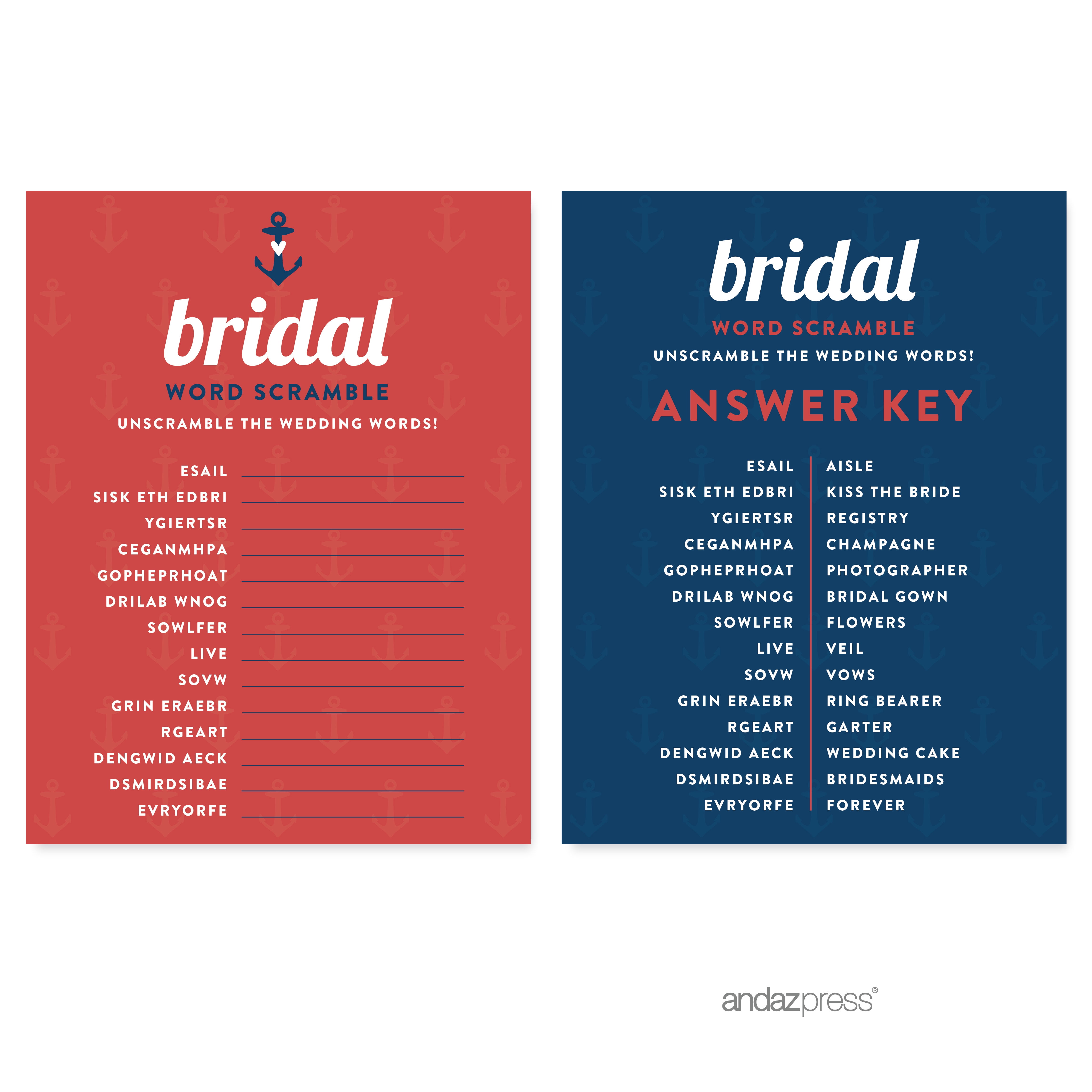 20-Pack Andaz Press Nautical Ocean Adventure Wedding Collection Bridal Shower Game Cards How Well Do You Know the Bride