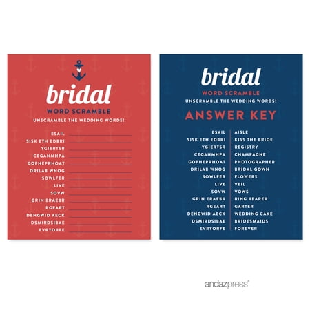 Word Scramble Nautical Ocean Adventure Wedding Bridal Shower Game Cards  20-Pack price history on PriceWatchPro