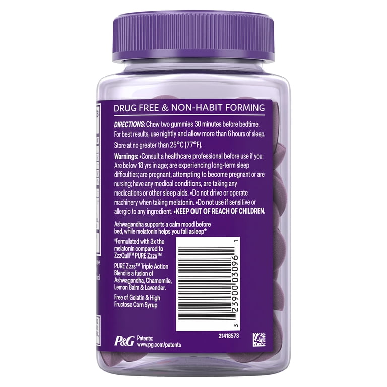 3 pack) ZzzQuil PURE Zzzs Melatonin Triple Action with Ashwagandha