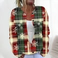 thumbnail image 2 of yoeyez Ugly Christmas Sweater Cardigan Women Xmas Print Button up Cardigan Coats Winter Warm Cozy Cable Knit Cardigan Sweater, 2 of 6