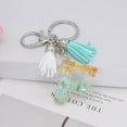 thumbnail image 2 of Green Tassel Letter Keychain, Crystal Drop Glue, Gold Foil, Stone Jewelry, Pendant, Bag, Keychain, 2 of 2