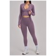 thumbnail image 5 of PISONIC Workout Sets for Women 3 Piece Long Sleeve Zip Up Jacket, V-neck Cami Tank Top, High Waisted Leggings Gym Athletic Sets, 5 of 7
